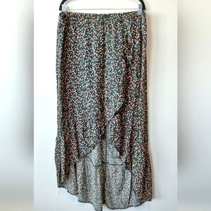 Micro Ditsy Floral High-Low Maxi Skirt Womens Size 3X Cottagecore Fairy Whimsy